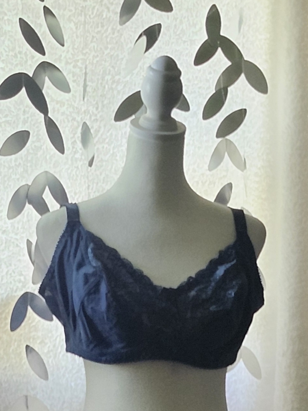 Christina Navy Lace-Trim Wireless Bra